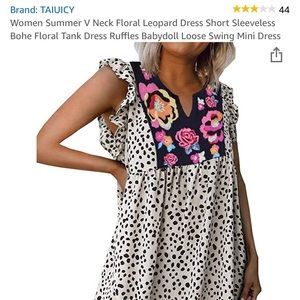 Women’s summer V neck floral leopard print sress